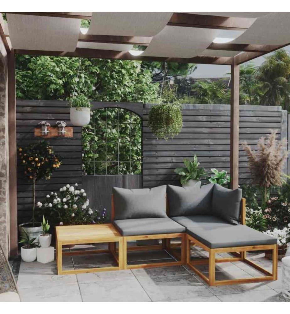 4-tlg. Garten-Lounge-Set mit Auflage Massivholz Akazie