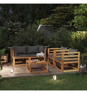 5-tlg. Garten-Lounge-Set mit Auflagen Massivholz Akazie