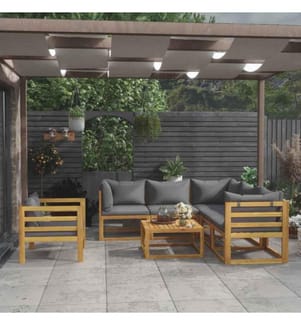 7-tlg. Garten-Lounge-Set mit Auflagen Massivholz Akazie