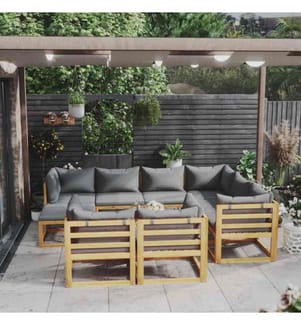 10-tlg. Garten-Lounge-Set mit Auflagen Massivholz Akazie