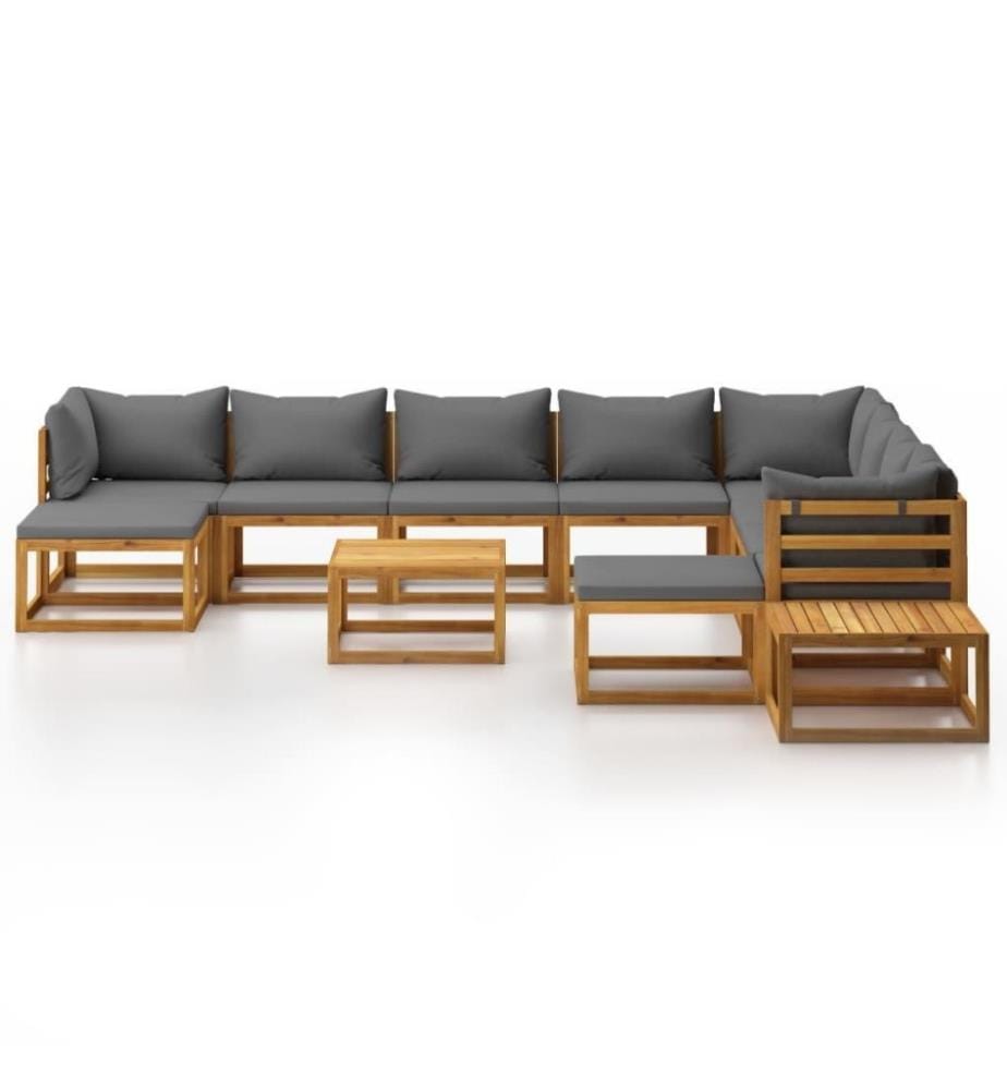 12-tlg. Garten-Lounge-Set mit Auflagen Massivholz Akazie