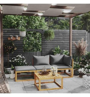 4-tlg. Garten-Lounge-Set mit Auflagen Massivholz Akazie