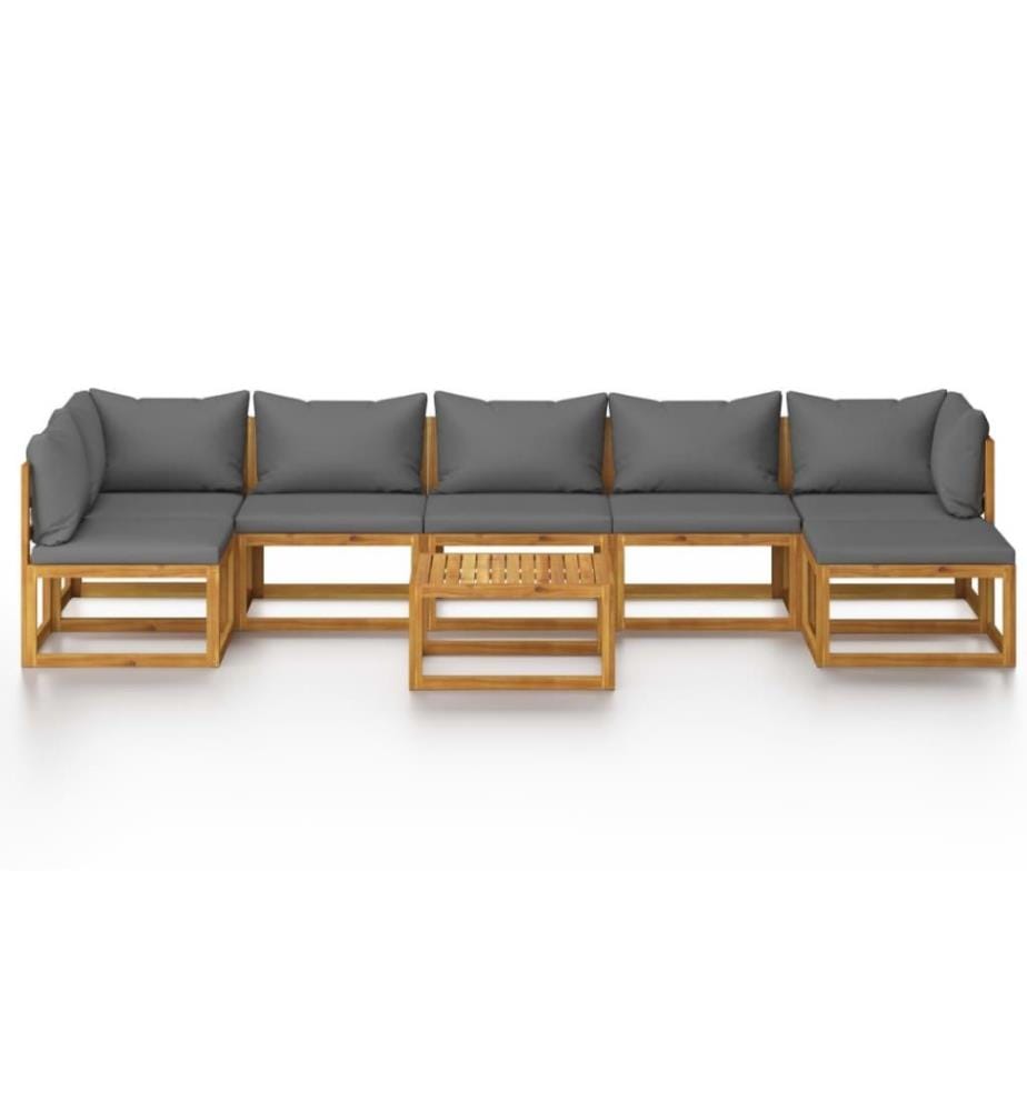 8-tlg. Garten-Lounge-Set mit Auflagen Massivholz Akazie