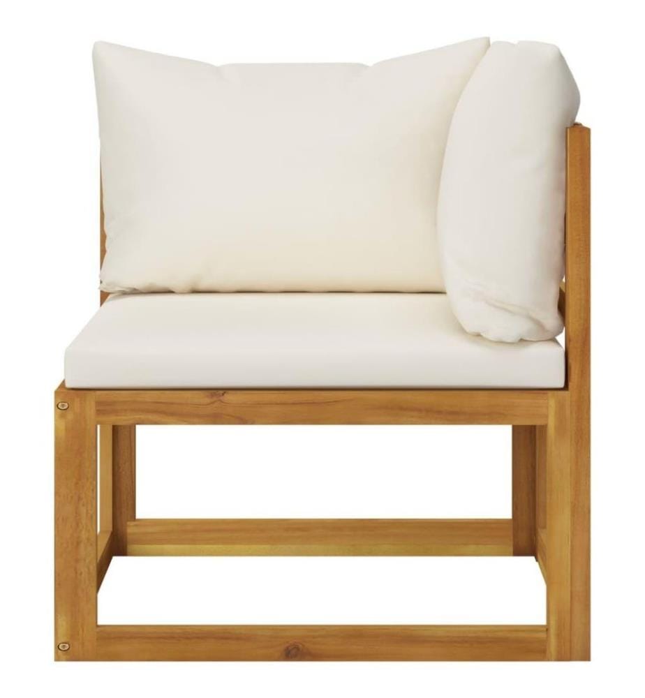7-tlg. Garten-Lounge-Set mit Auflagen Creme Massivholz Akazie