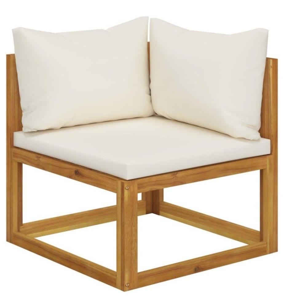 5-tlg. Garten-Lounge-Set mit Auflagen Creme Massivholz Akazie