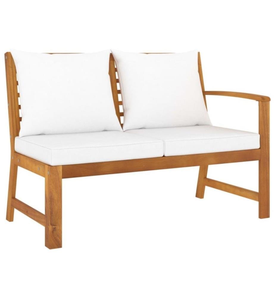 Salon de jardin 4 pcs avec coussin Crème Bois d'acacia solide