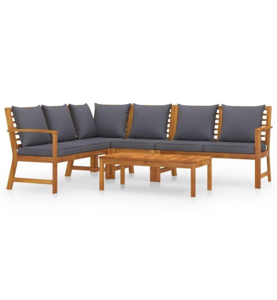 Salon de jardin 5 pcs avec coussin Bois d'acacia solide