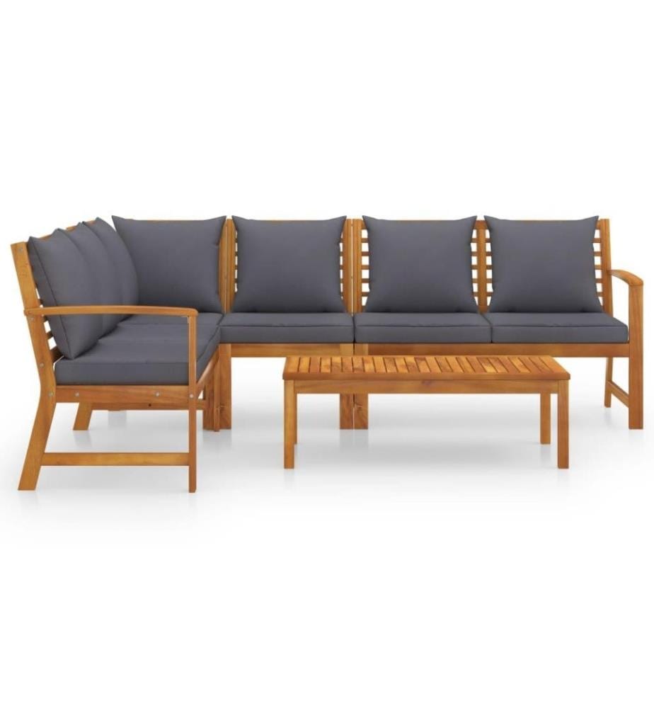 Salon de jardin 5 pcs avec coussin Bois d'acacia solide