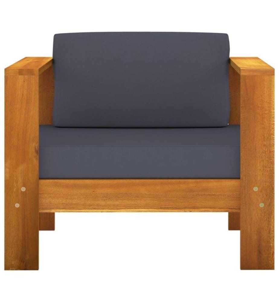 7-tlg. Garten-Lounge-Set mit Dunkelgrauen Auflagen Akazienholz