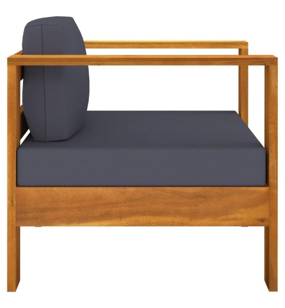 7-tlg. Garten-Lounge-Set mit Dunkelgrauen Auflagen Akazienholz