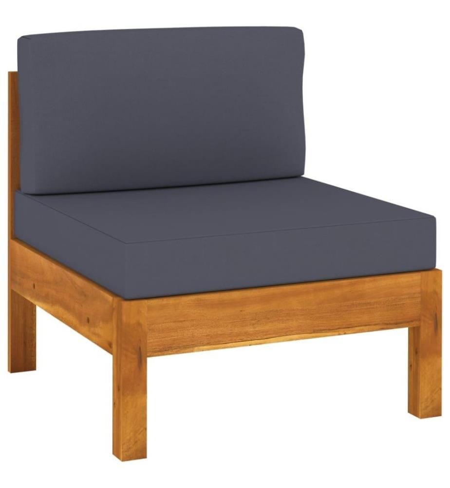 7-tlg. Garten-Lounge-Set mit Dunkelgrauen Auflagen Akazienholz