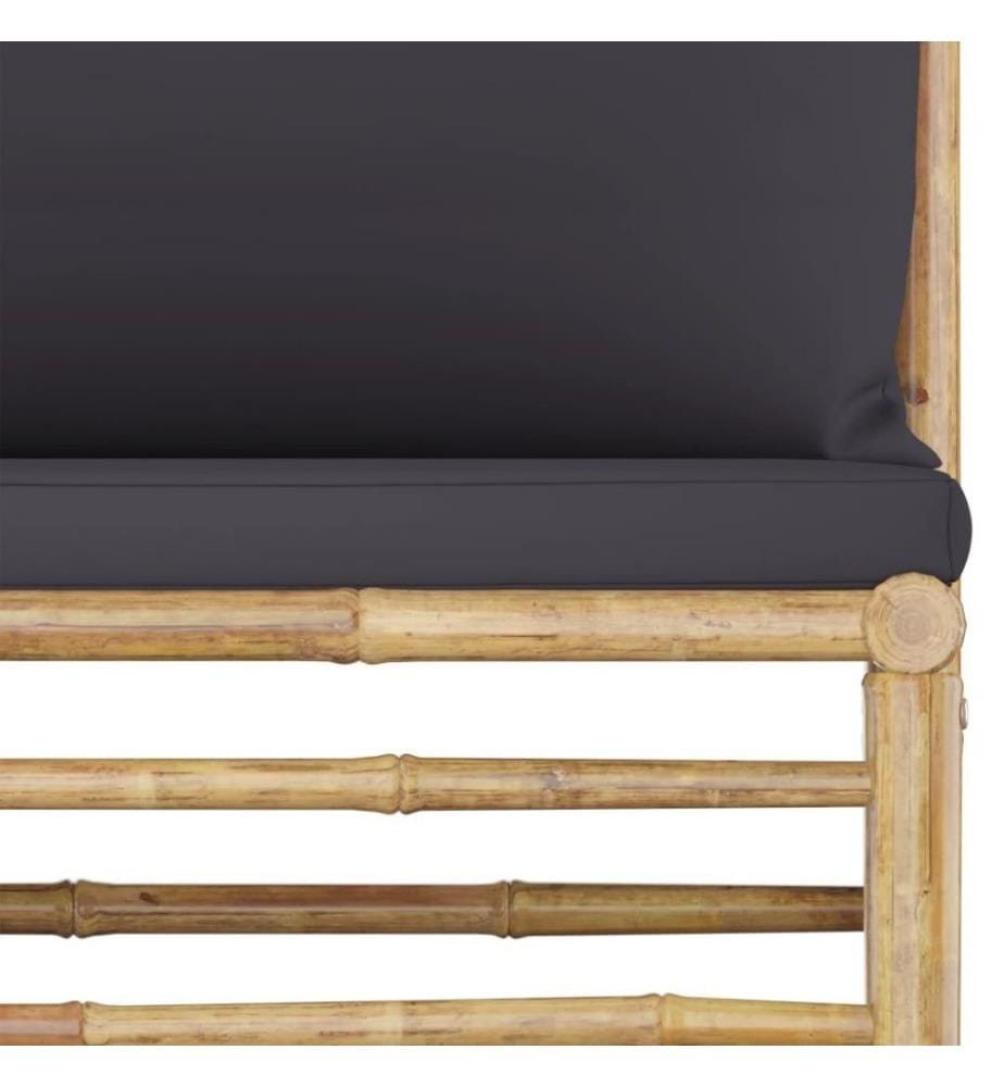 4-tlg. Garten-Lounge-Set mit Dunkelgrauen Kissen Bambus
