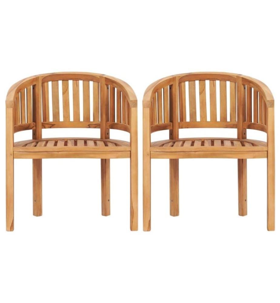 Salon de jardin 4 pcs en forme de banane Bois de teck solide