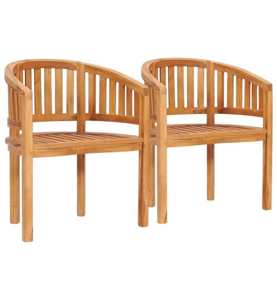 Salon de jardin 4 pcs en forme de banane Bois de teck solide