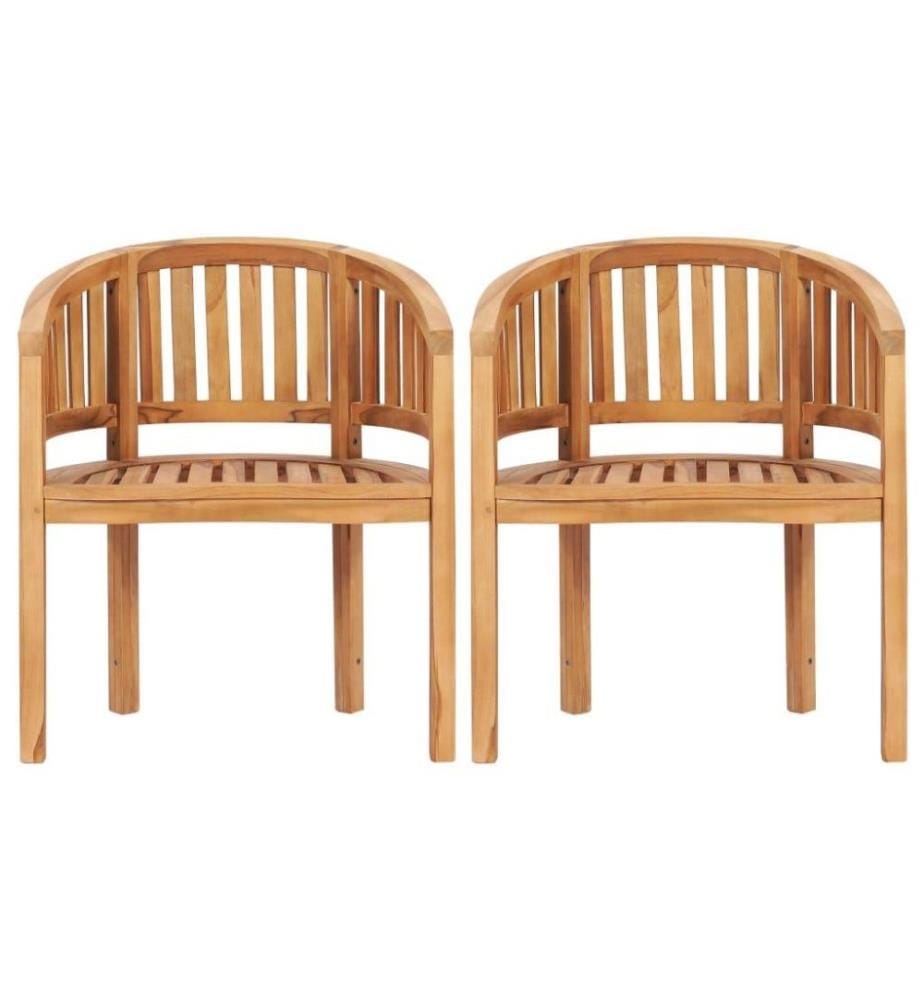 Salon de jardin 4 pcs en forme de banane Bois de teck solide