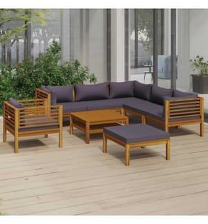 8-tlg. Garten-Lounge-Set mit Auflage Massivholz Akazie
