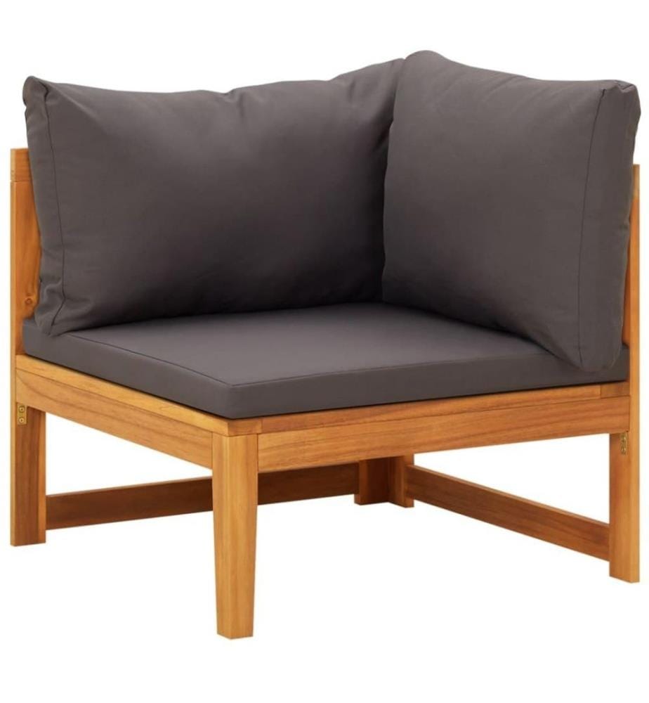 Salon de jardin 4 pcs avec coussins gris foncé Bois d'acacia