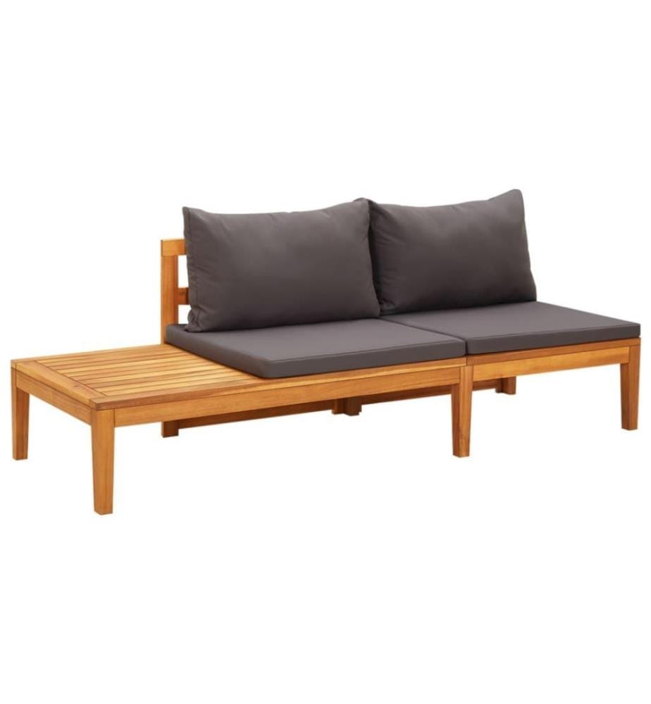 Salon de jardin 4 pcs avec coussins gris foncé Bois d'acacia
