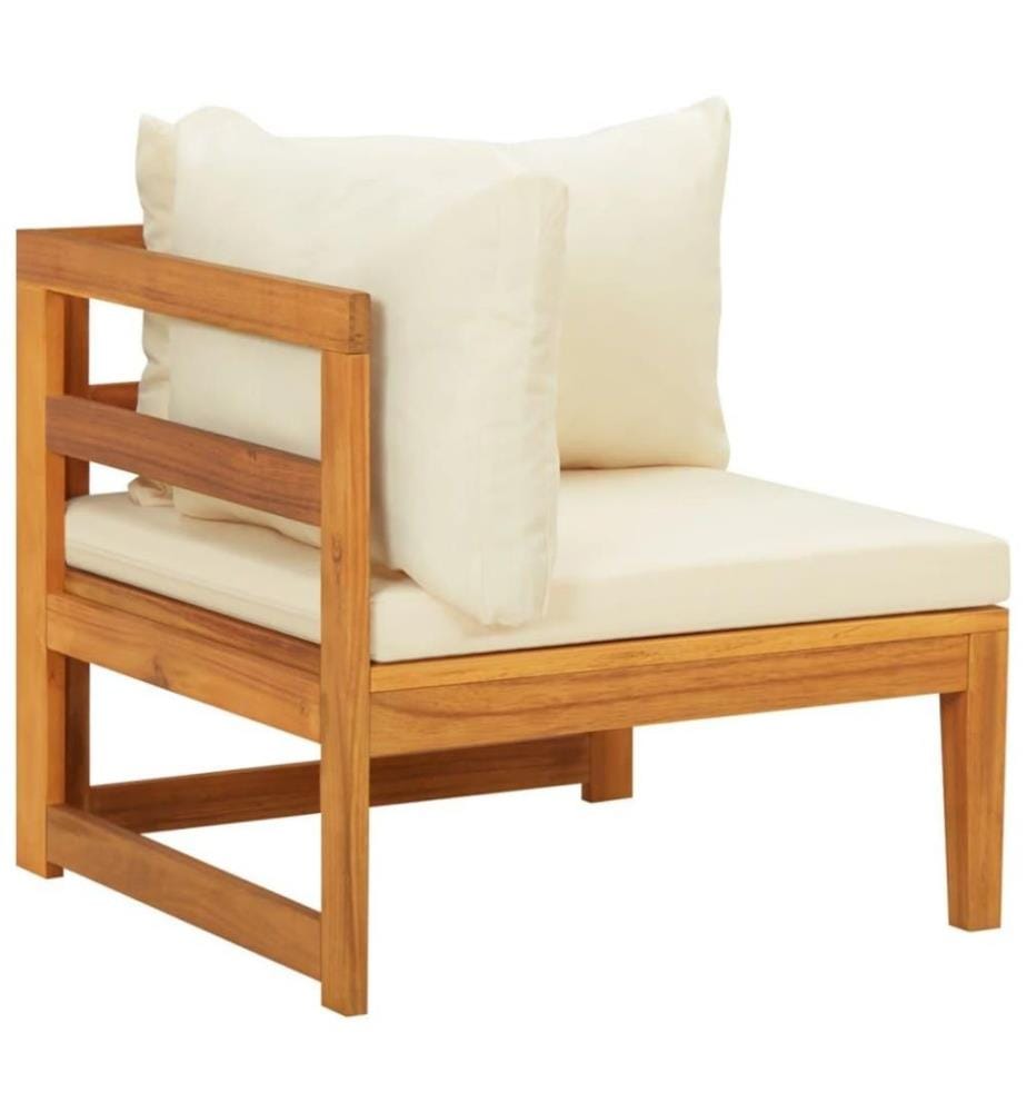 Salon de jardin 3 pcs avec coussins blanc crème Bois d'acacia