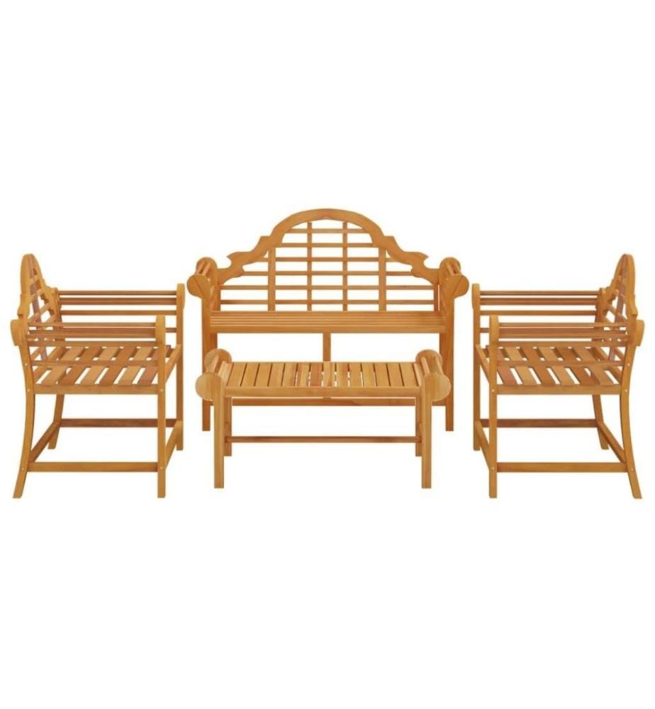 Salon de jardin 4 pcs Bois de teck solide