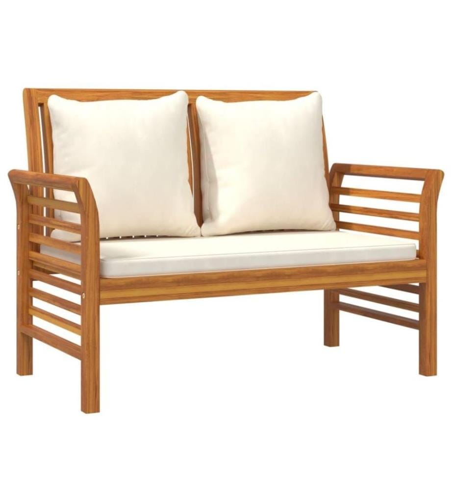 Salon de jardin avec coussins blanc crème 2 pcs Bois massif