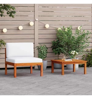 2-teiliges Garten-Lounge-Set mit Kissen Holz Akazie & Seil
