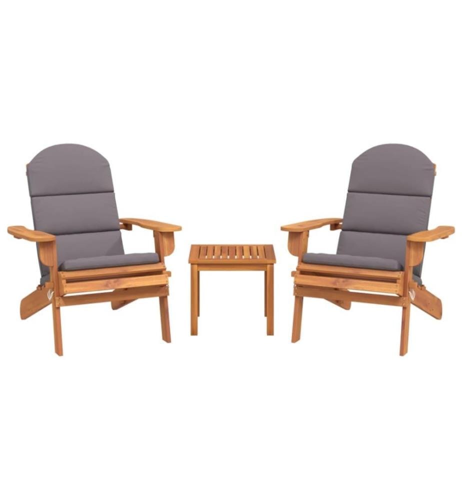 Ensemble de salon de jardin Adirondack 3 pcs bois acacia solide