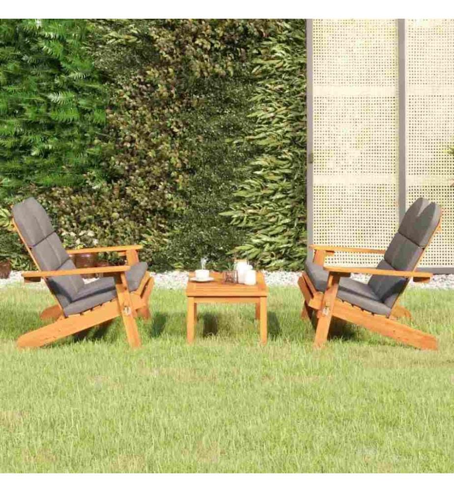 3-tlg. Garten-Lounge-Set Adirondack Massivholz Akazie
