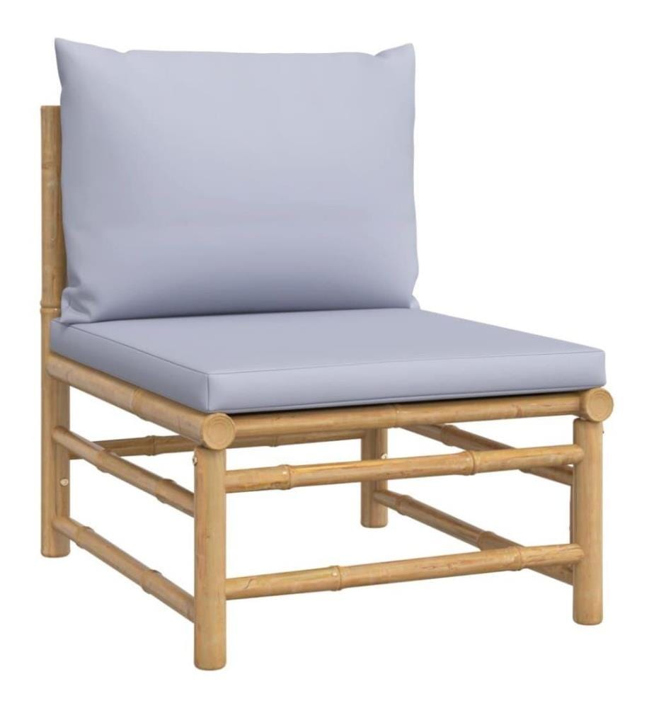 12-tlg. Garten-Lounge-Set mit Hellgrauen Kissen Bambus