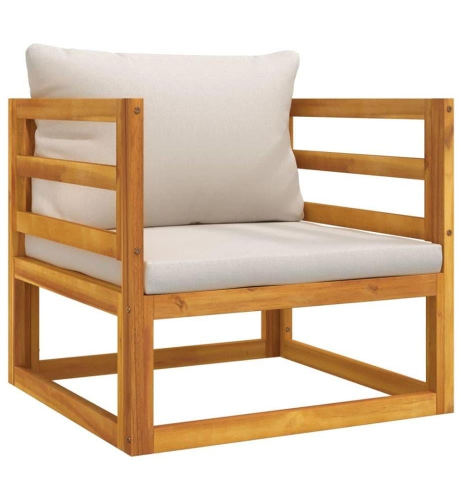 Salon de jardin 5 pcs avec coussins gris clair bois massif
