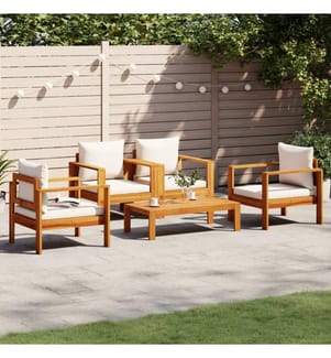 5-tlg. Garten-Sofagarnitur mit Kissen Massivholz Akazie
