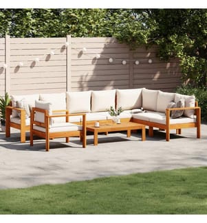 6-tlg. Garten-Sofagarnitur mit Kissen Massivholz Akazie
