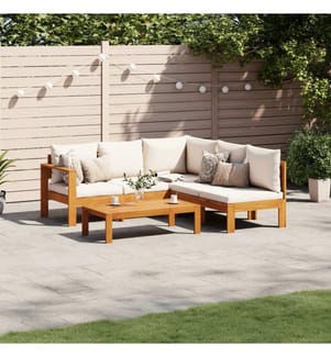 4-tlg. Garten-Sofagarnitur mit Kissen Massivholz Akazie