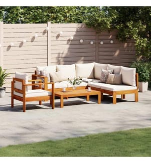 5-tlg. Garten-Sofagarnitur mit Kissen Massivholz Akazie