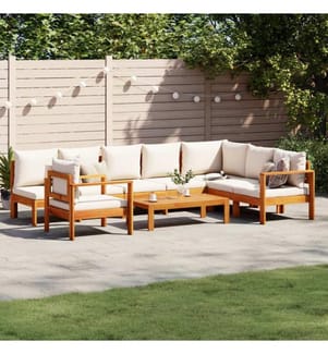 6-tlg. Garten-Sofagarnitur mit Kissen Massivholz Akazie