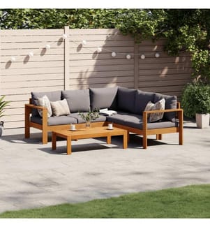 4-tlg. Garten-Sofagarnitur mit Kissen Massivholz Akazie