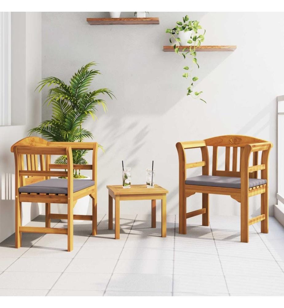 Ensemble de salon Rose de jardin 3 pcs Bois d'Acacia Massif