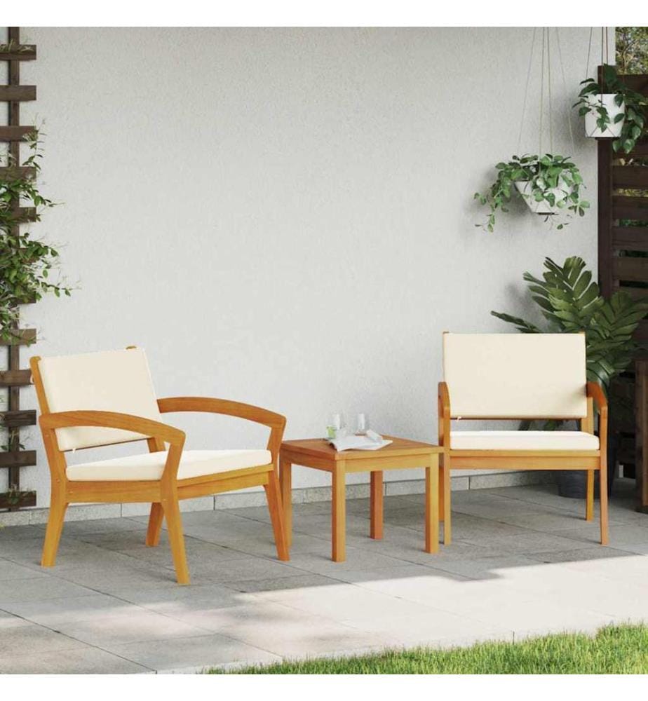 Gartenstuhl mit Kissen 2 pcs Öl-Natur Massivholz Akazie