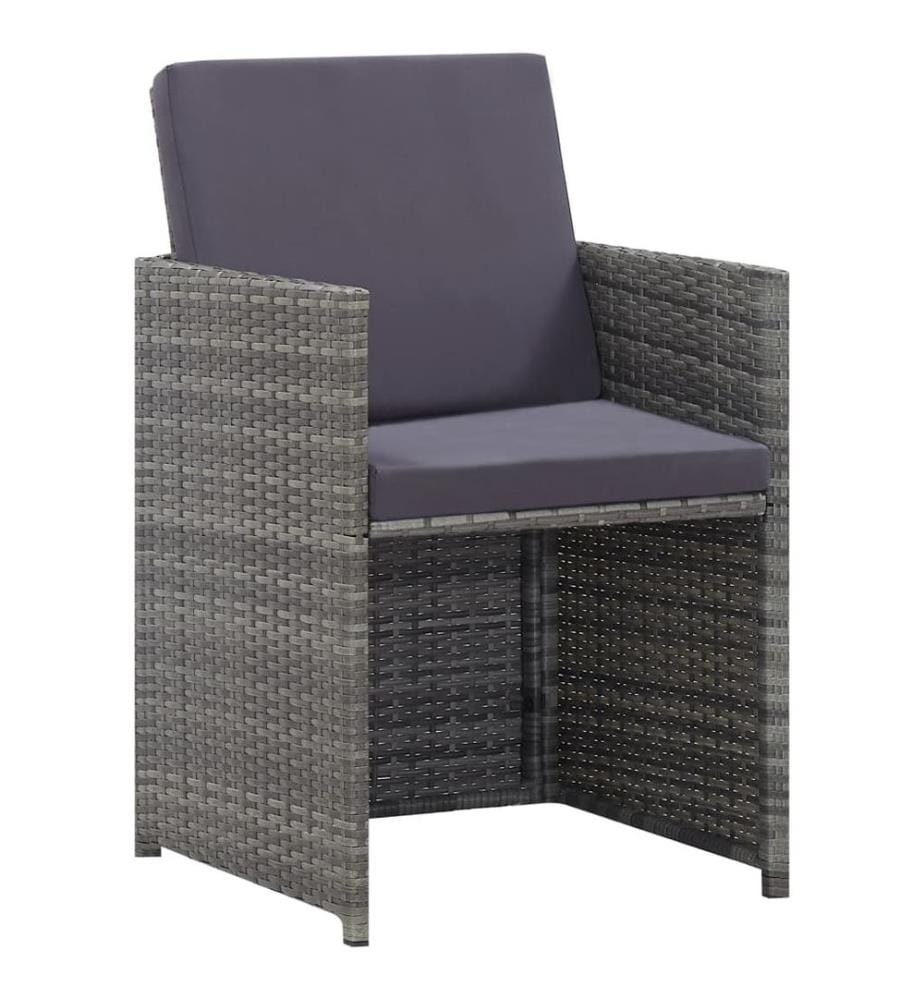 Ensemble à manger d'extérieur 5pcs Rotin bois acacia Anthracite