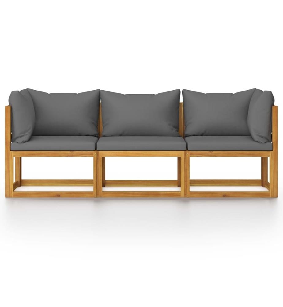 Canapé de jardin à 3 places avec coussin Bois d'acacia massif