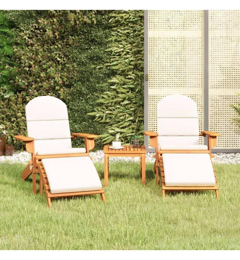 Ensemble de salon de jardin Adirondack 3 pcs bois acacia solide