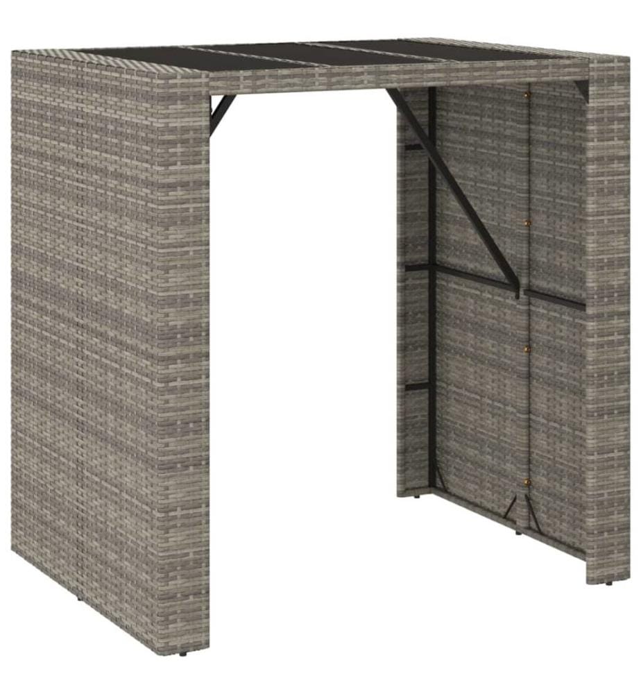 5-tlg. Gartenbar-Set Grau Poly Rattan & Massivholz Akazie