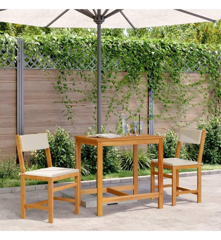 Ensemble de balcon avec coussins 3 pcs bois massif d'acacia