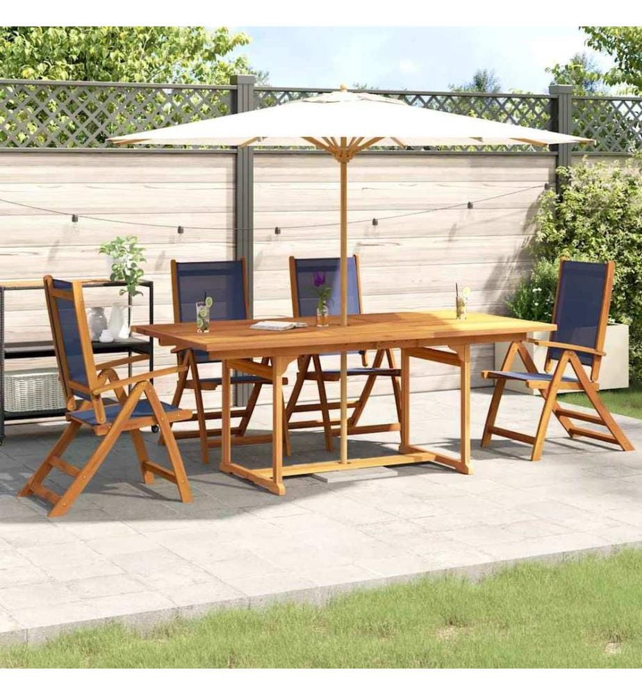 Ensemble à manger de jardin 5pcs bois d'acacia solide textilène