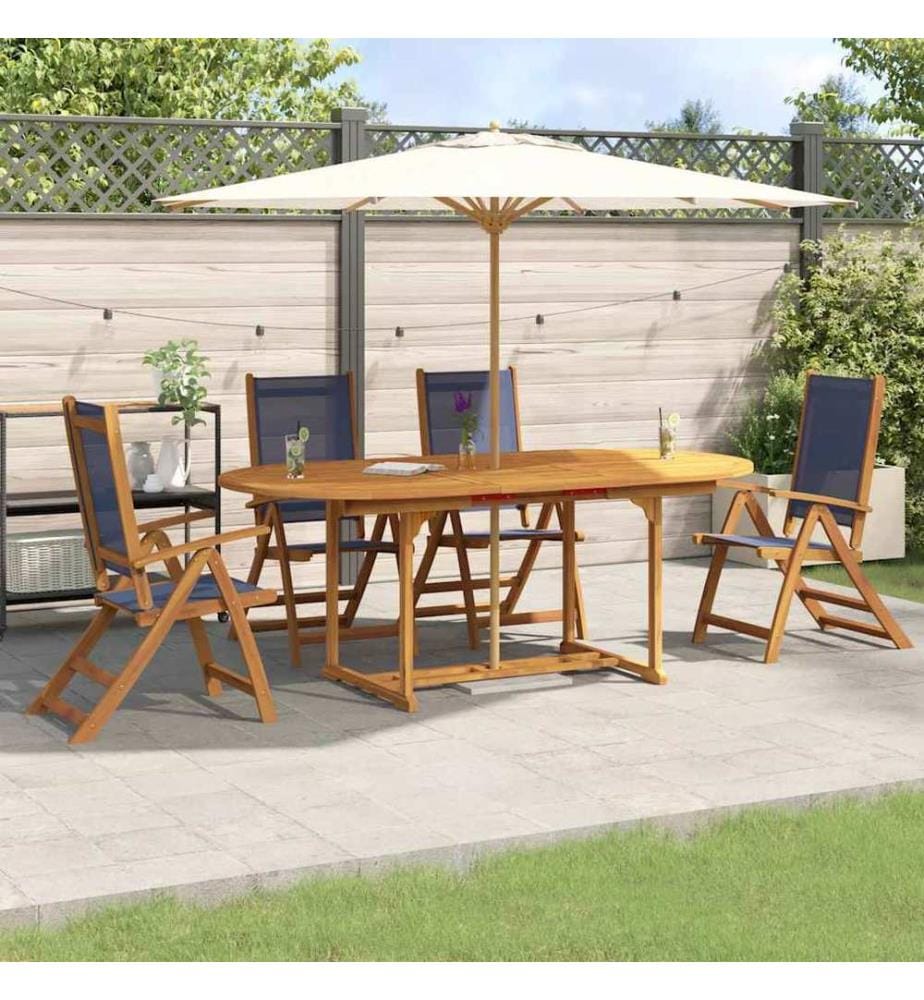 Ensemble à manger de jardin 5pcs bois d'acacia solide textilène