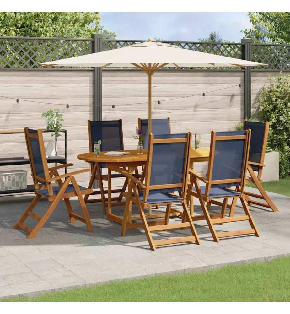 Ensemble à Manger de jardin 7pcs bois d'acacia solide textilène