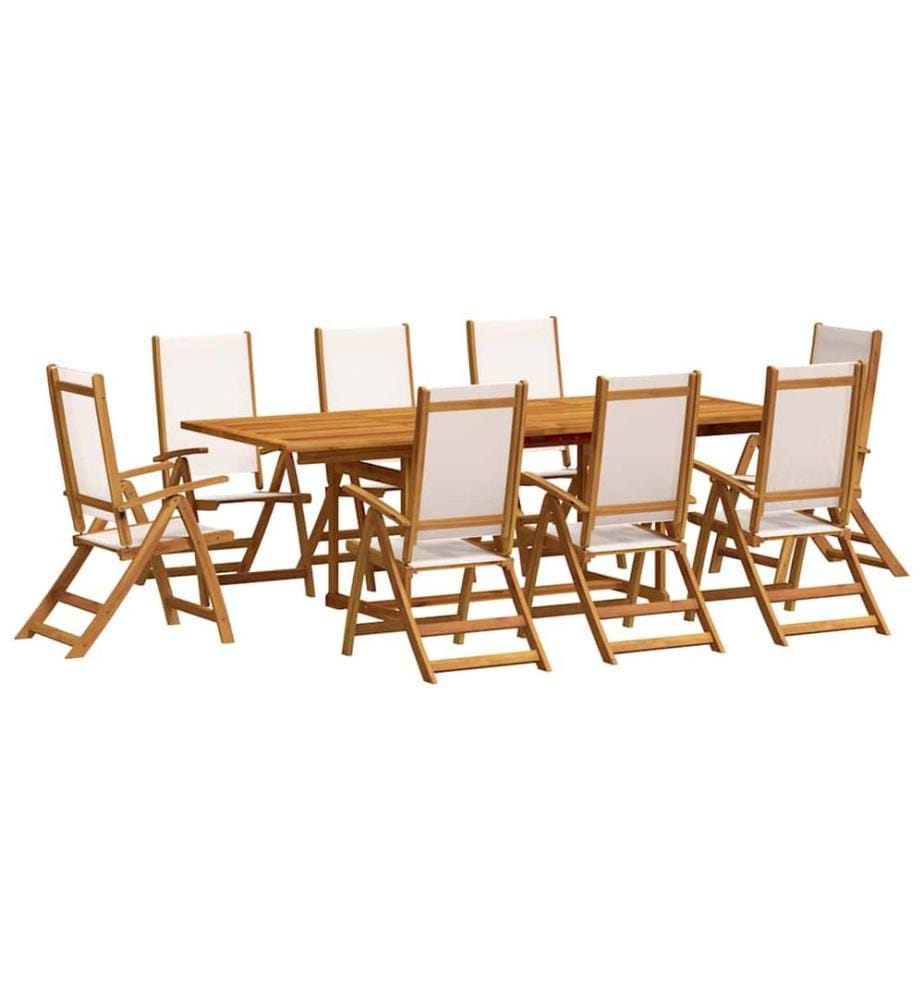Ensemble à manger de jardin 9pcs bois d'acacia solide textilène