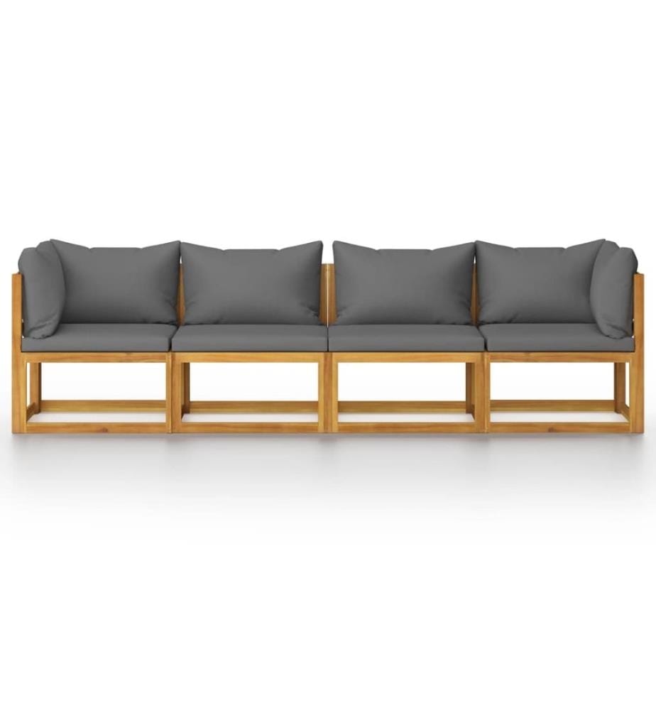 Canapé de jardin à 4 places avec coussin Bois d'acacia massif