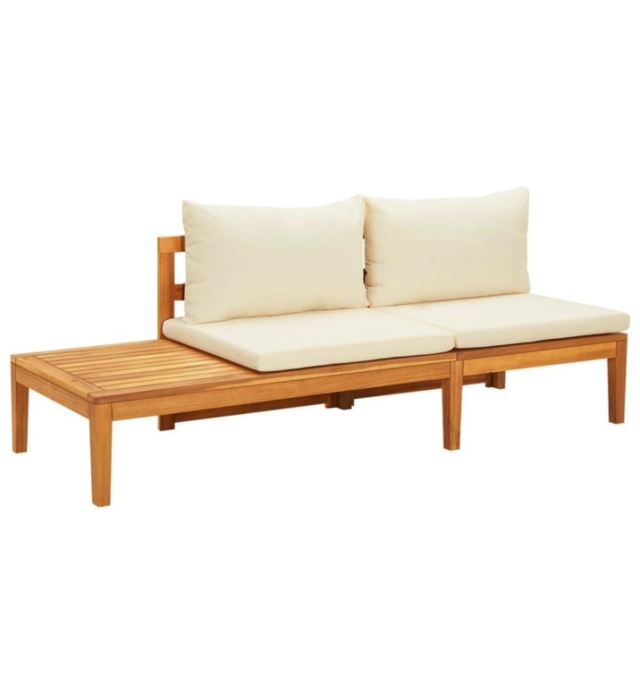 Salon de jardin 4 pcs avec coussins blanc crème Bois d'acacia