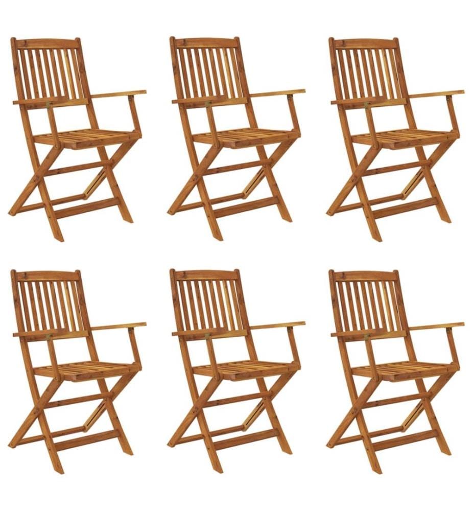 Ensemble à manger d'extérieur pliable 7pcs Bois d'acacia solide